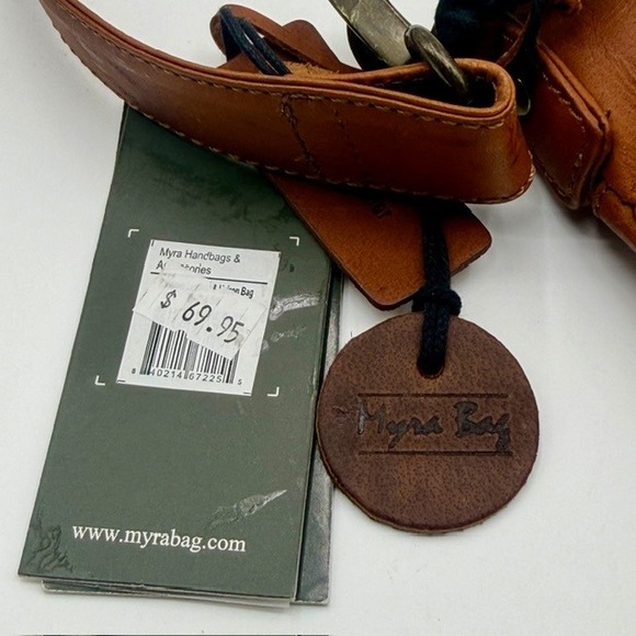 Myra Bag Castano Cognac Brown Genuine Leather Crossbody Messenger Shoulder Bag - Picture 10 of 13